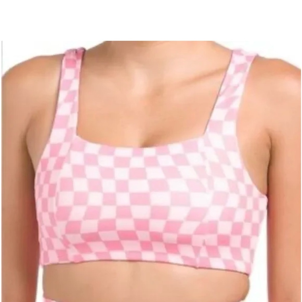 Wilothelabel Pink Checkered Sports Bra. Women’s Size Large